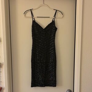 Express Black Sequin Mini Dress